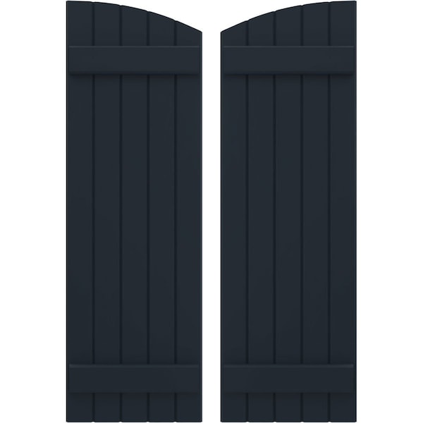 Ekena Millwork Americraft 5-Board (2 Batten) Wood Joined Board-n-Batten Shutters w/Ellipt Top, ARW101BE518X77OBH, PR ARW101BE518X77OBH - main